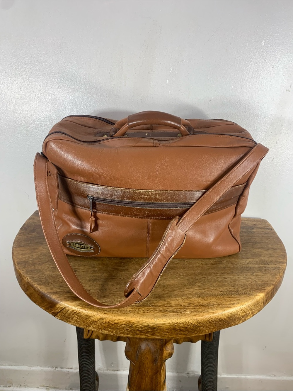 Vintage 70s Bugatti weekender unisex travel sports leather bag